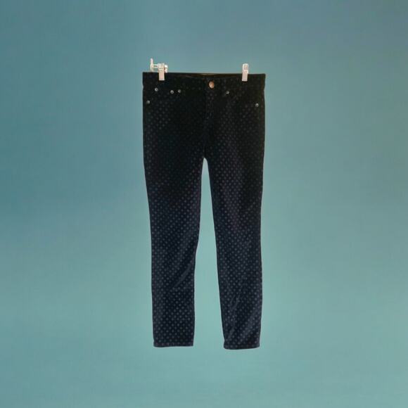 J Crew navy Toothpick swiss dot velvet skinny ankle 5 pocket pants size 26 - Picture 11 of 12
